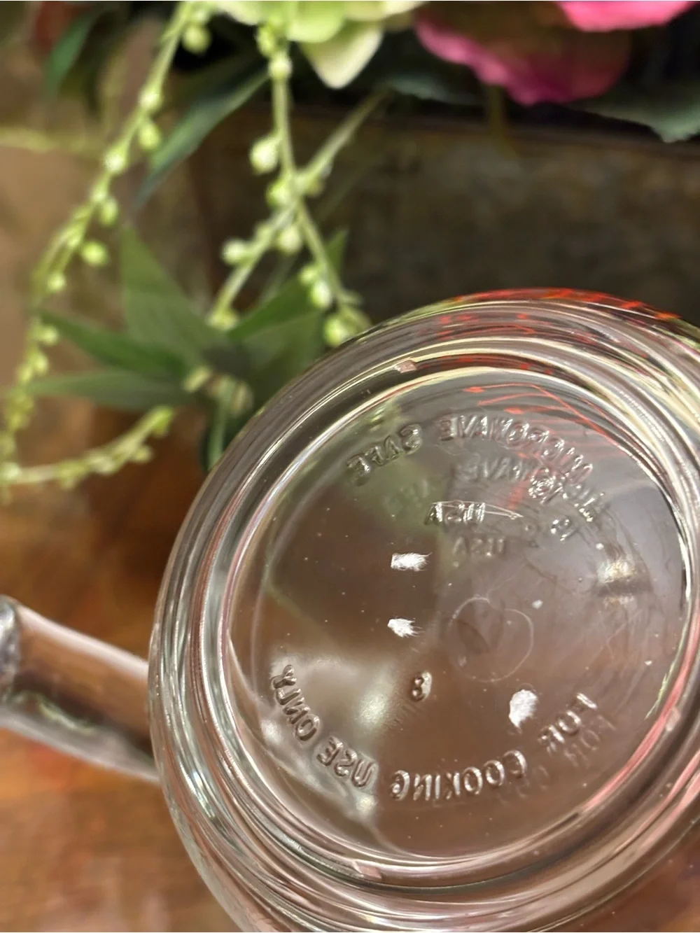 Anchor Hocking Clear Glass Measuring Cup with Orange Fire-King Logo